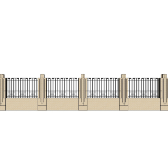现代围墙铁艺围栏su模型