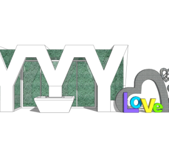 现代公共卫生间门头su模型