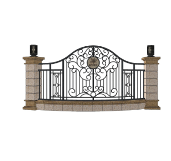欧式围墙铁艺围栏su模型