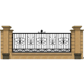 欧式围墙铁艺围栏su模型