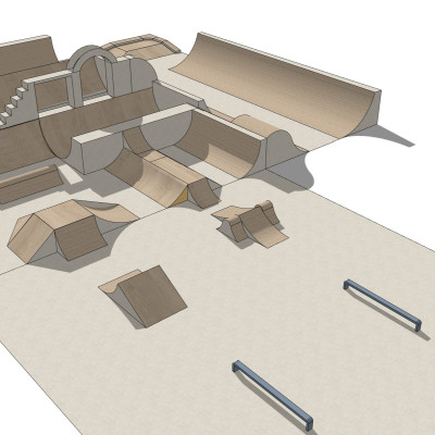 现代滑板训练场su模型
