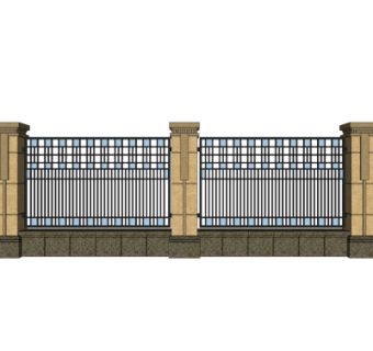 欧式围墙铁艺围栏su模型
