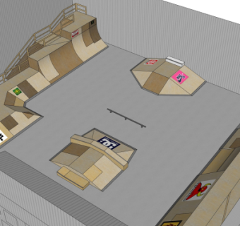 现代滑板训练场su模型