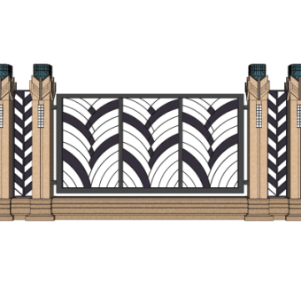 欧式围墙su模型