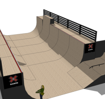 现代滑板训练场su模型