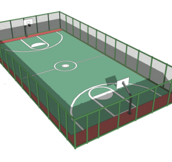 现代户外篮球场su模型