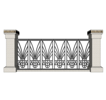 欧式围墙铁艺围栏su模型
