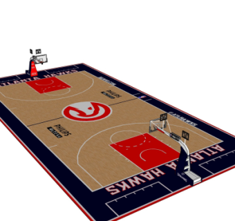 现代篮球场su模型