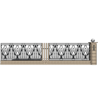 欧式围墙铁艺围栏su模型