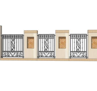 欧式围墙铁艺围栏su模型