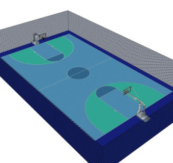 现代户外篮球场su模型