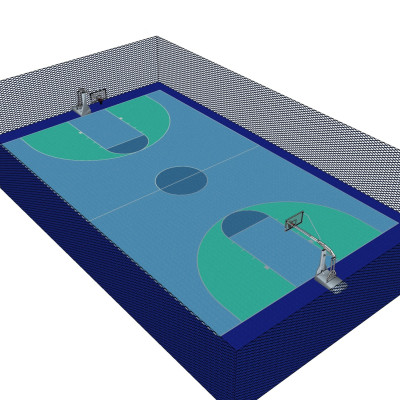 现代户外篮球场su模型