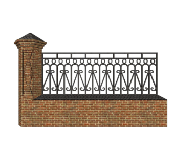 欧式围墙铁艺围栏su模型