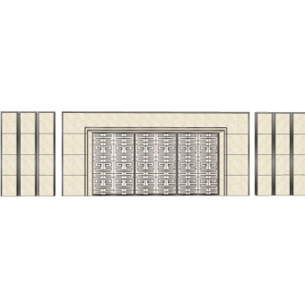 新中式景观墙su模型