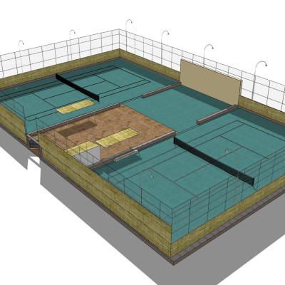 现代网球场su模型