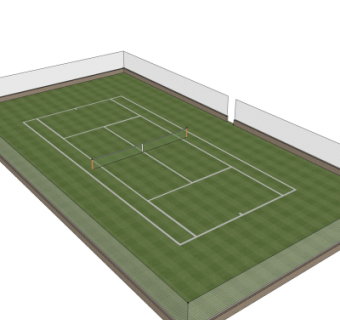 现代网球场su模型