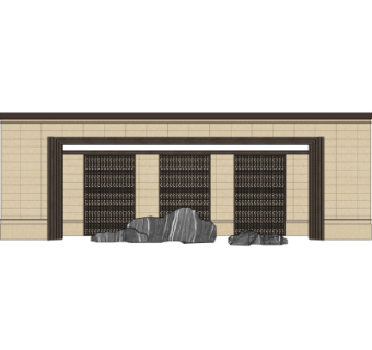 新中式景观墙su模型