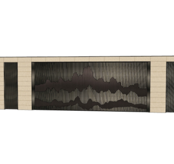 新中式景观墙su模型