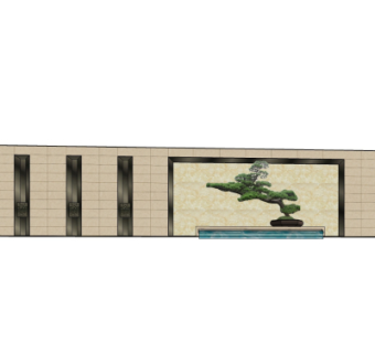 新中式景观墙su模型