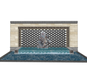 新中式景观墙su模型