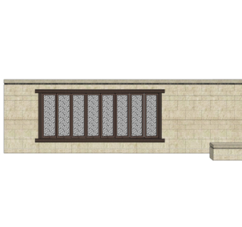 新中式景观墙su模型