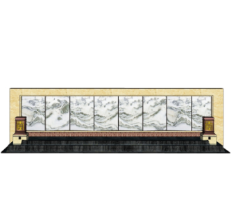 中式景观墙su模型