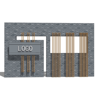 新中式景观墙su模型