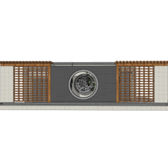 新中式景观墙su模型