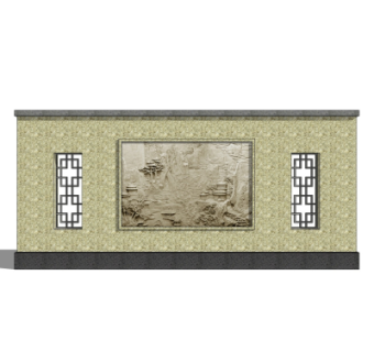 中式景观墙su模型