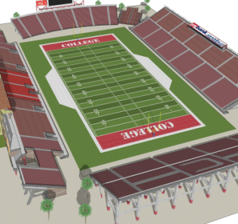 现代橄榄球场su模型