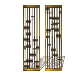 中式屏风隔断su模型