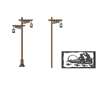 中式路灯su模型