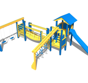 现代儿童滑梯su模型