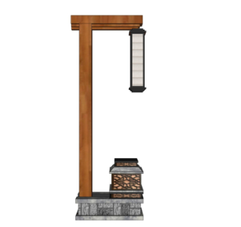 新中式景观灯su模型