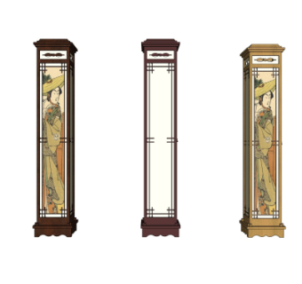 新中式景观灯su模型