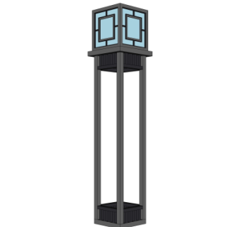 新中式景观灯su模型