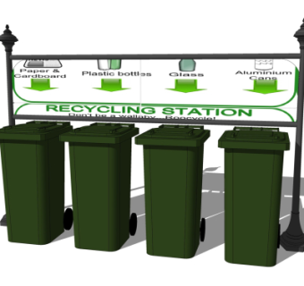 现代垃圾桶su模型