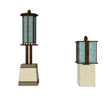 新中式景观灯su模型