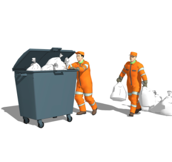 现代垃圾桶su模型