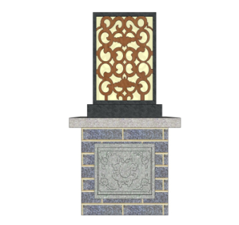 新中式景观灯su模型