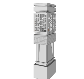 新中式景观灯su模型