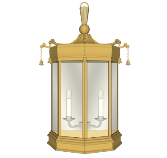 新中式烛台灯su模型