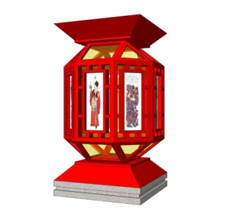 中式落地灯su模型