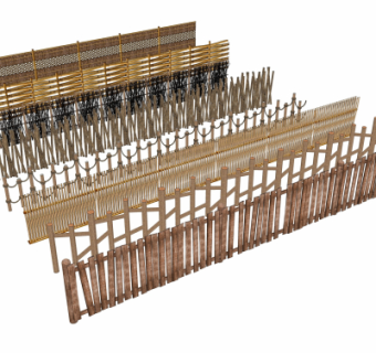 自然风竹木栏杆su模型