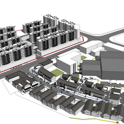 新中式商业街su模型