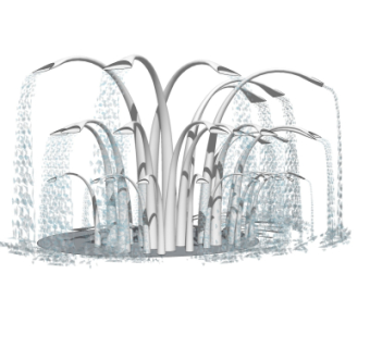 现代喷泉水景su模型