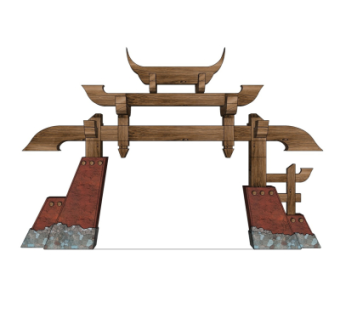 中式牌坊大门免费su模型