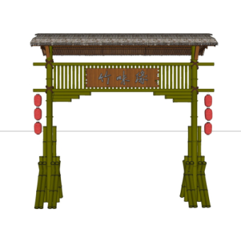 中式牌坊大门免费su模型
