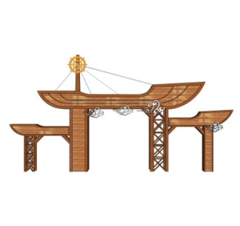 中式牌坊大门免费su模型