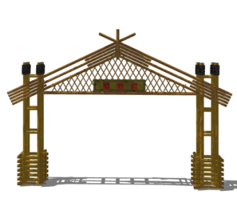 中式门头门面su模型